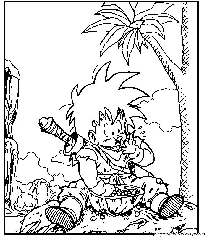 Goku en pleine action avec son Kamehameha dans un décor dynamique