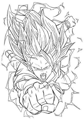 Goku en pleine action face à un ennemi dans un décor de combat
