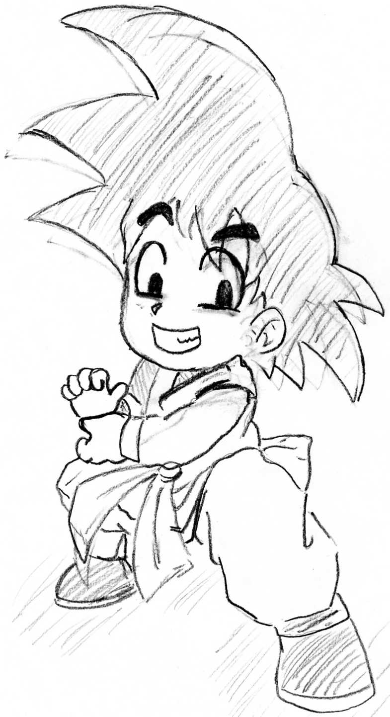 Goku en pleine action avec un adversaire dans un décor dynamique