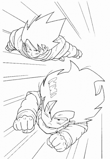 Goku en pleine action face à un puissant adversaire dans un décor aérien