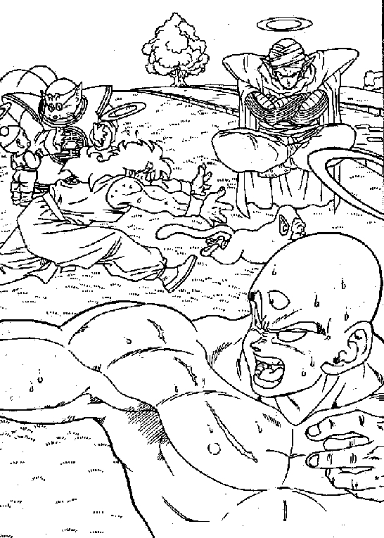 Goku s'apprête à lancer une attaque dans un décor inspiré de Dragon Ball Z