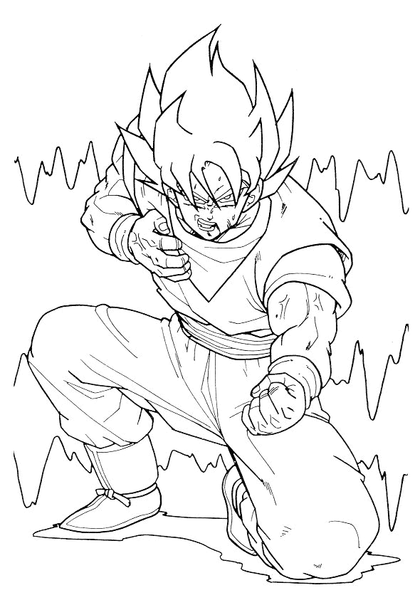 Goku en pleine action avec son nuage magique dans un décor de combat