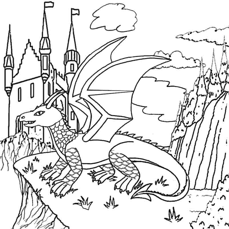 Un dragon majestueux survolant un paysage vallonné