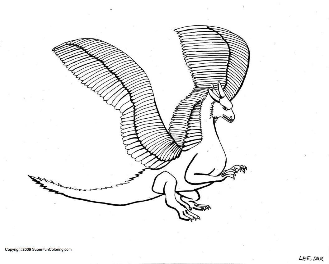 Coloriage d'un dragon majestueux sur un fond naturel