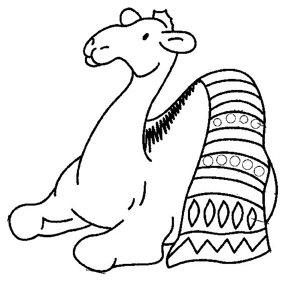 Coloriage d'un dromadaire marchant dans le désert