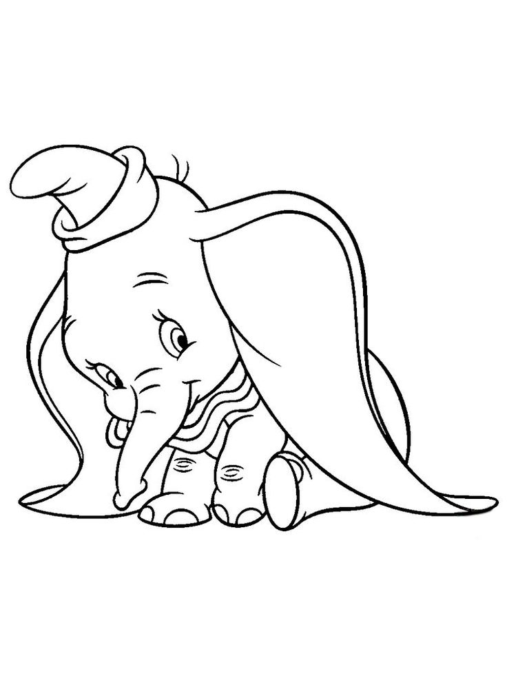 Coloriage de Dumbo en train de voler au-dessus d'un paysage