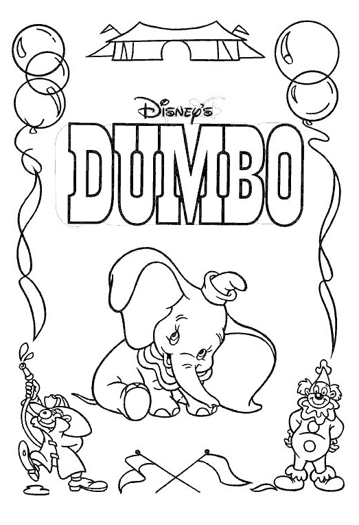 Dumbo volant avec ses grandes oreilles dans un ciel nuageux