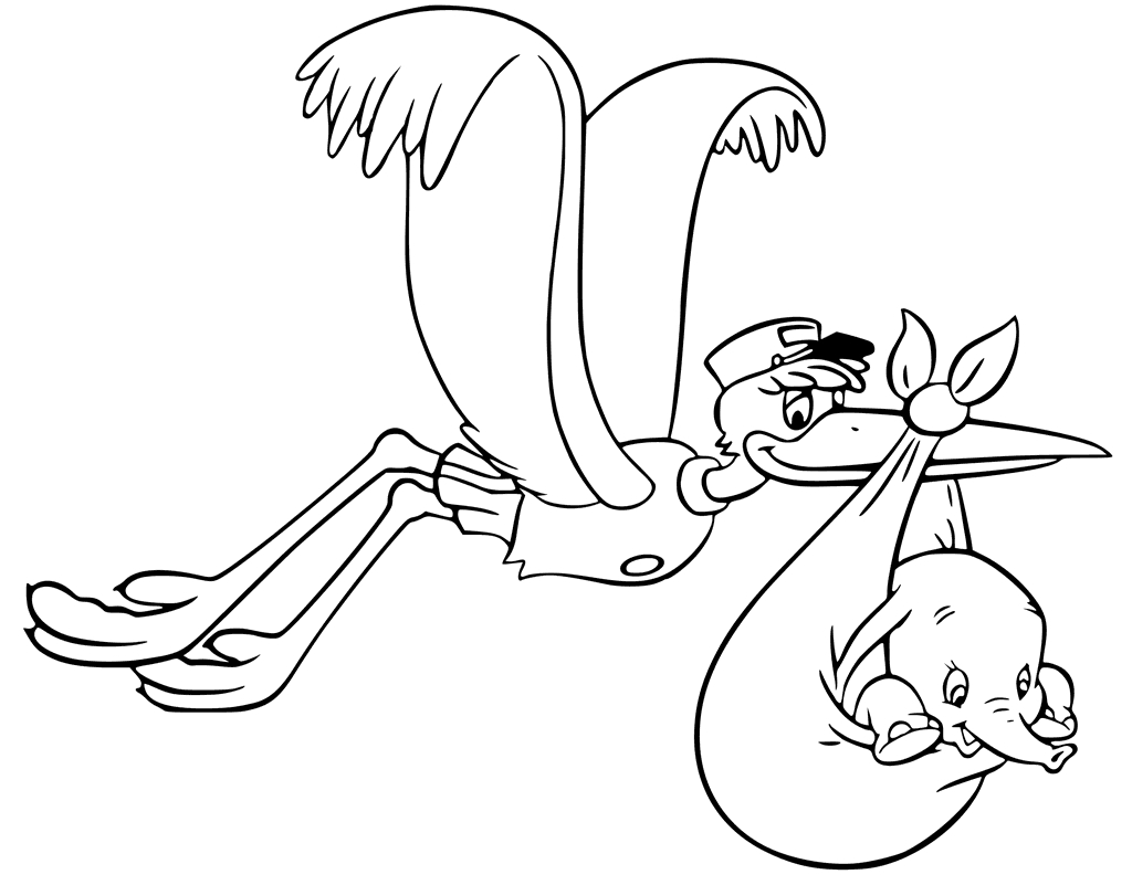 Dumbo volant au-dessus d'un paysage nuageux