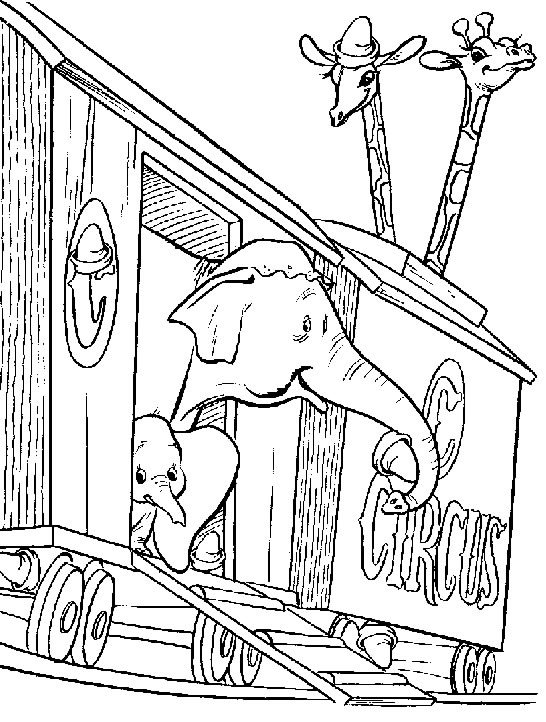Coloriage de Dumbo avec ses grandes oreilles en train de voler