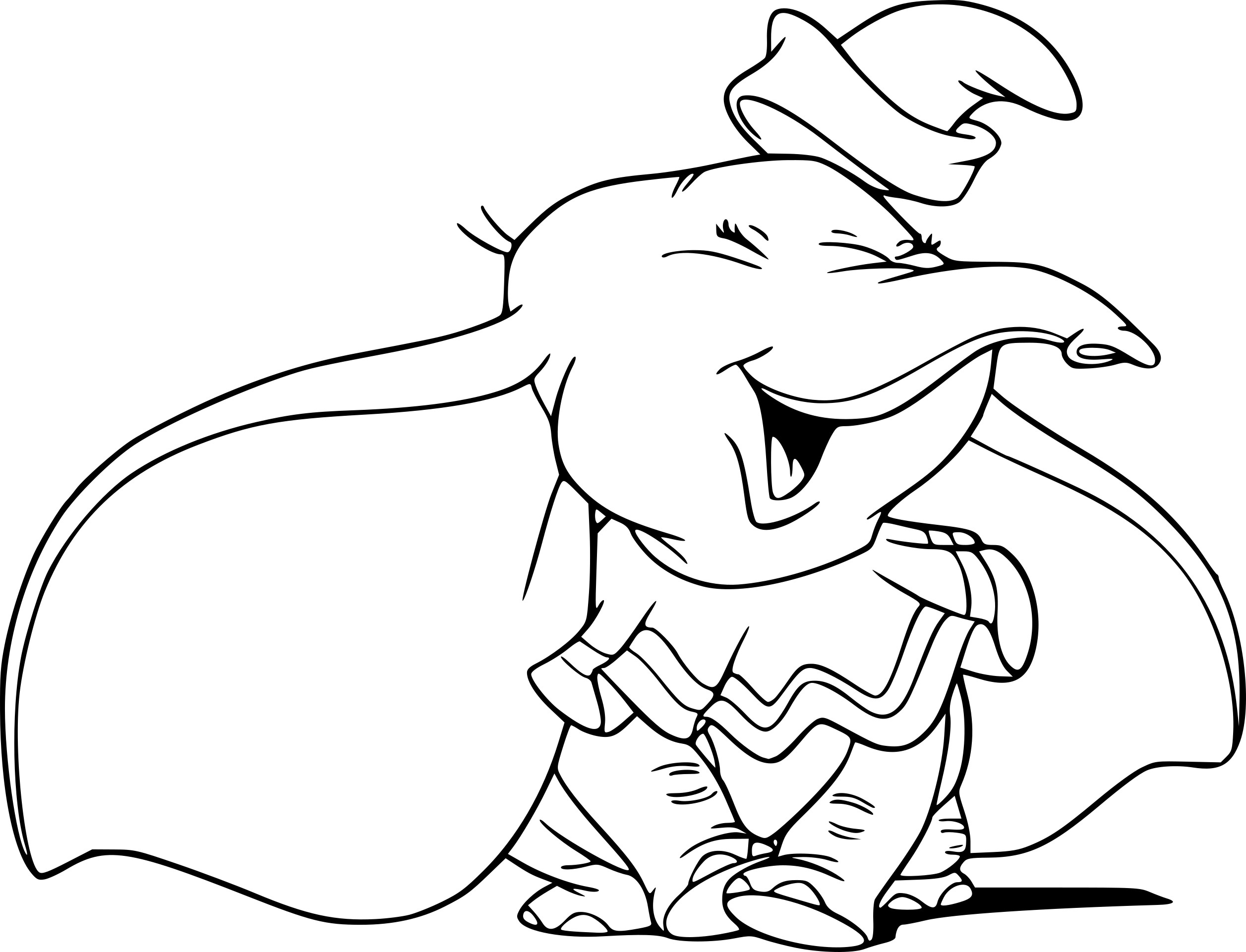 Dumbo en train de voler au-dessus d'un paysage paisible