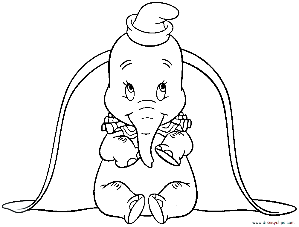 Dumbo avec ses grandes oreilles en train de voler au-dessus d'un paysage nuageux