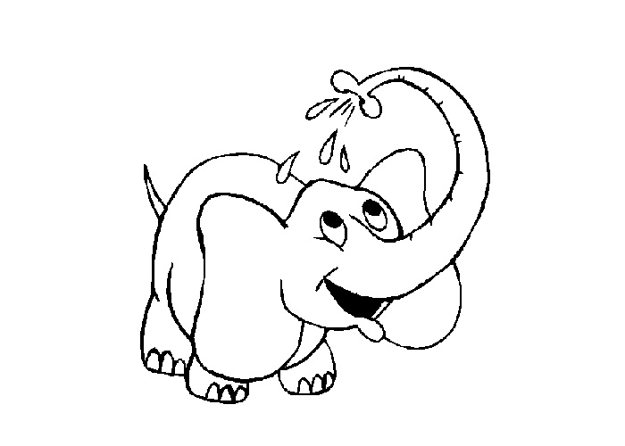 Un éléphant joyeux en pleine nature à colorier