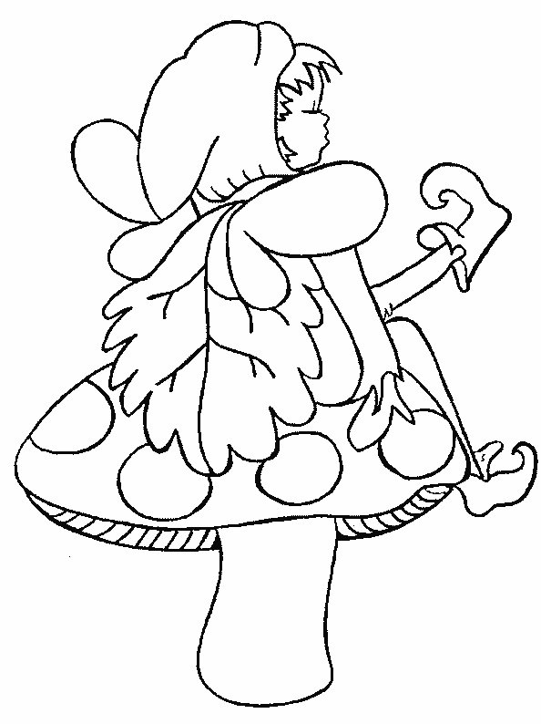 Coloriage d'un elfe souriant au milieu de la nature