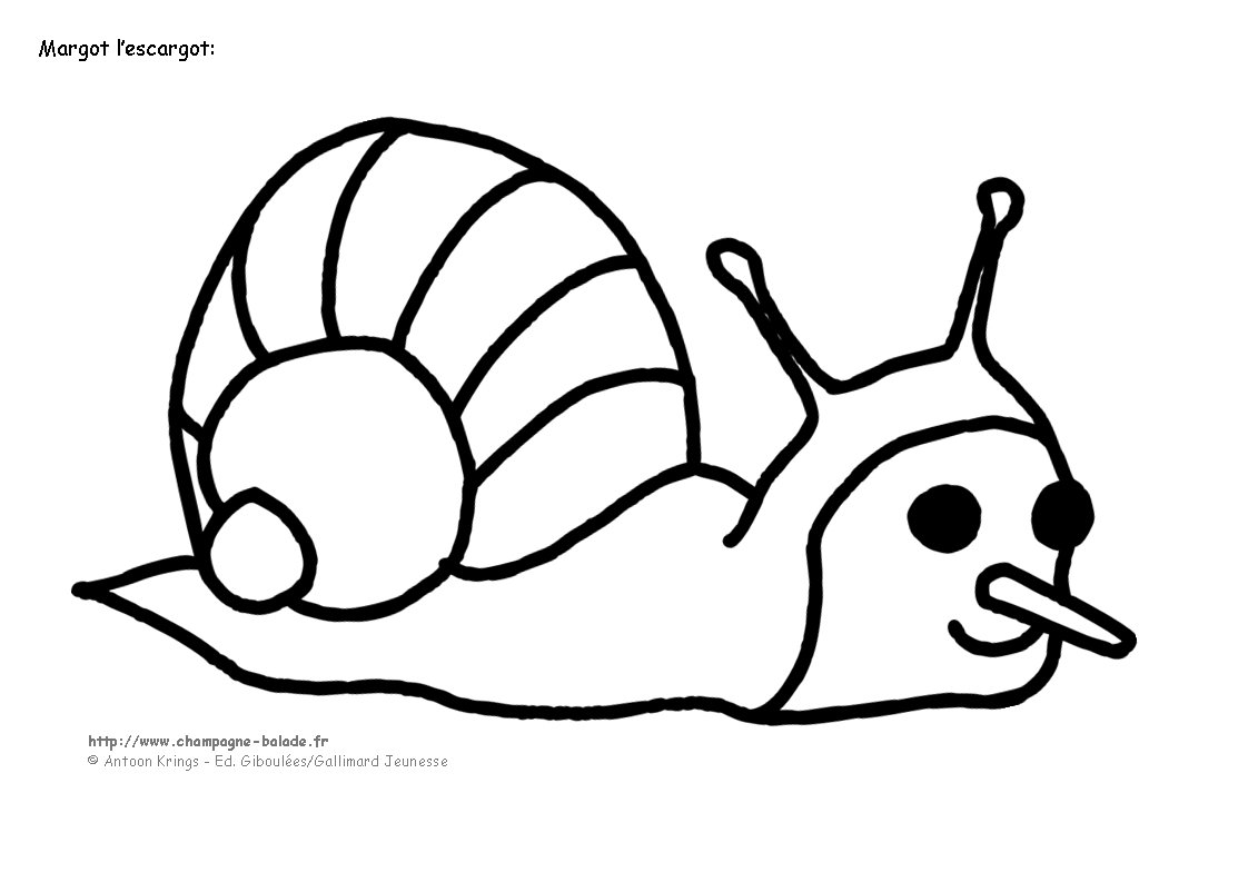 Coloriage d'un escargot sur fond naturel