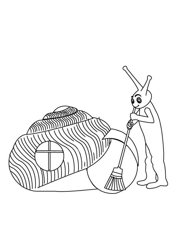 Coloriage d'un escargot sur une feuille avec des détails naturels