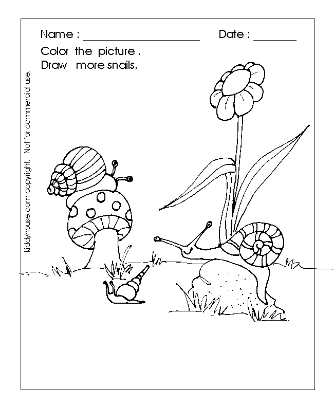Coloriage d'un escargot sur un fond végétal
