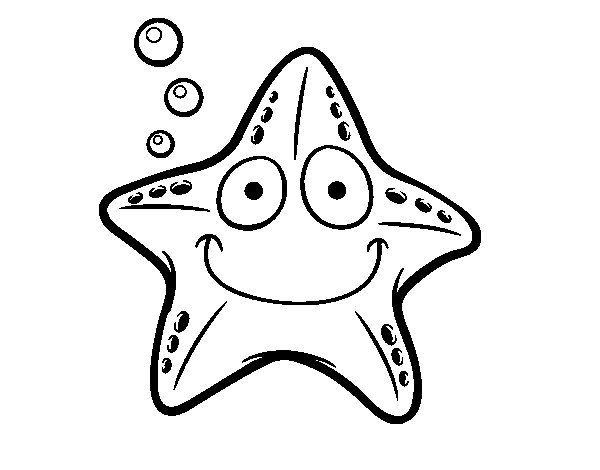 Coloriage d'une étoile de mer sur le fond marin