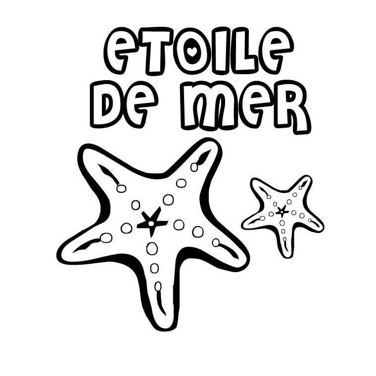Coloriage d'une étoile de mer sur un fond marin