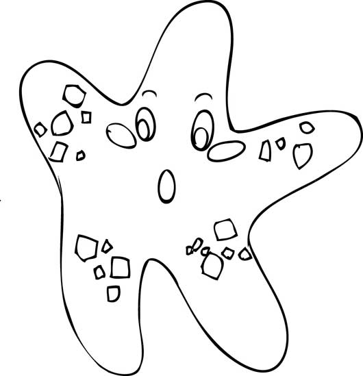 Coloriage d'une étoile de mer sur un fond marin