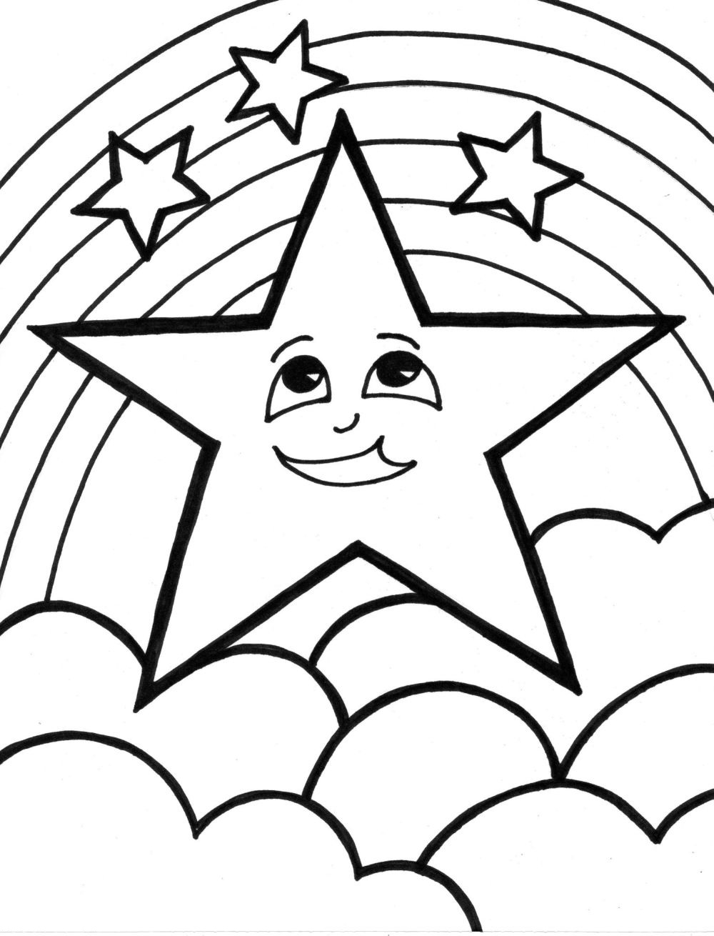 Coloriage d'une étoile entourée de motifs variés