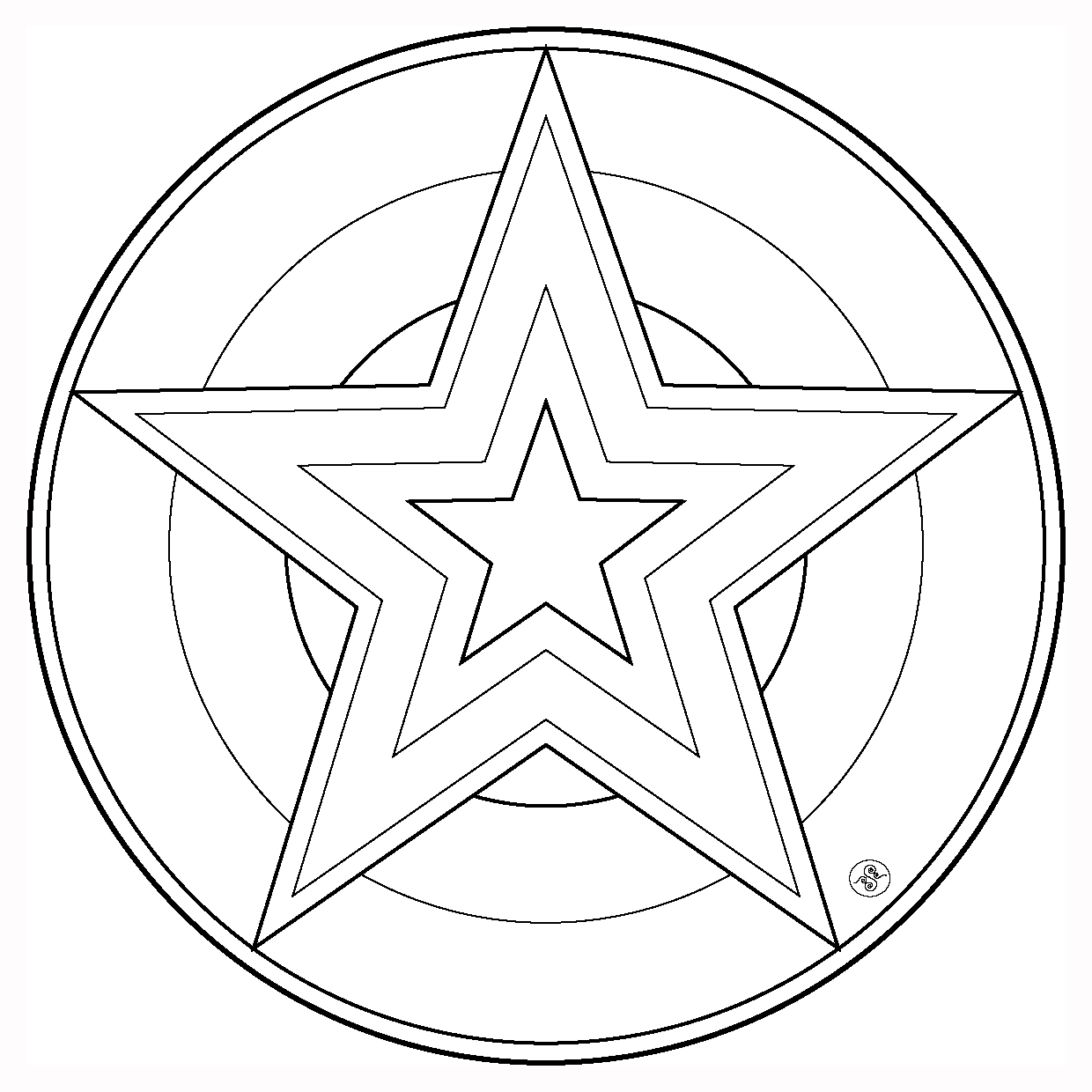 Coloriage d'une étoile entourée de motifs variés