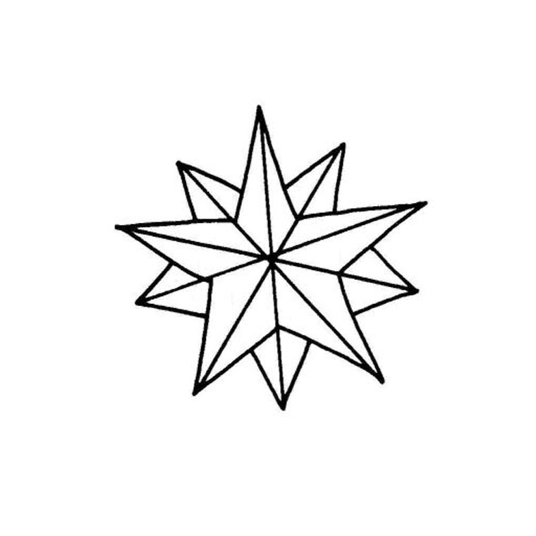 Coloriage d'une étoile avec des motifs variés sur fond blanc