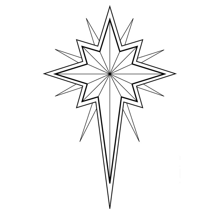 Coloriage d'une étoile entourée de motifs organiques