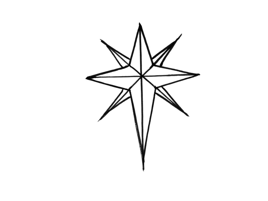 Coloriage d'une étoile souriante entourée de motifs décoratifs