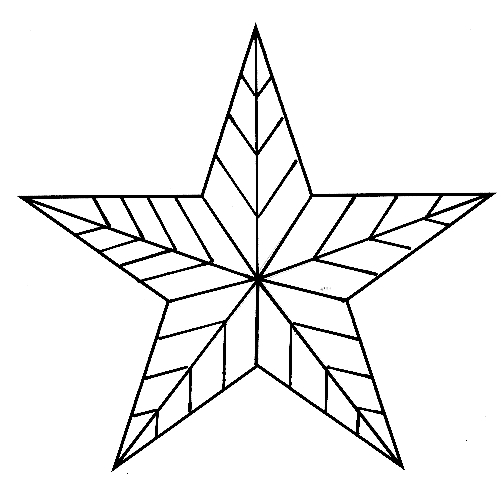 Coloriage d'une étoile entourée de motifs ludiques