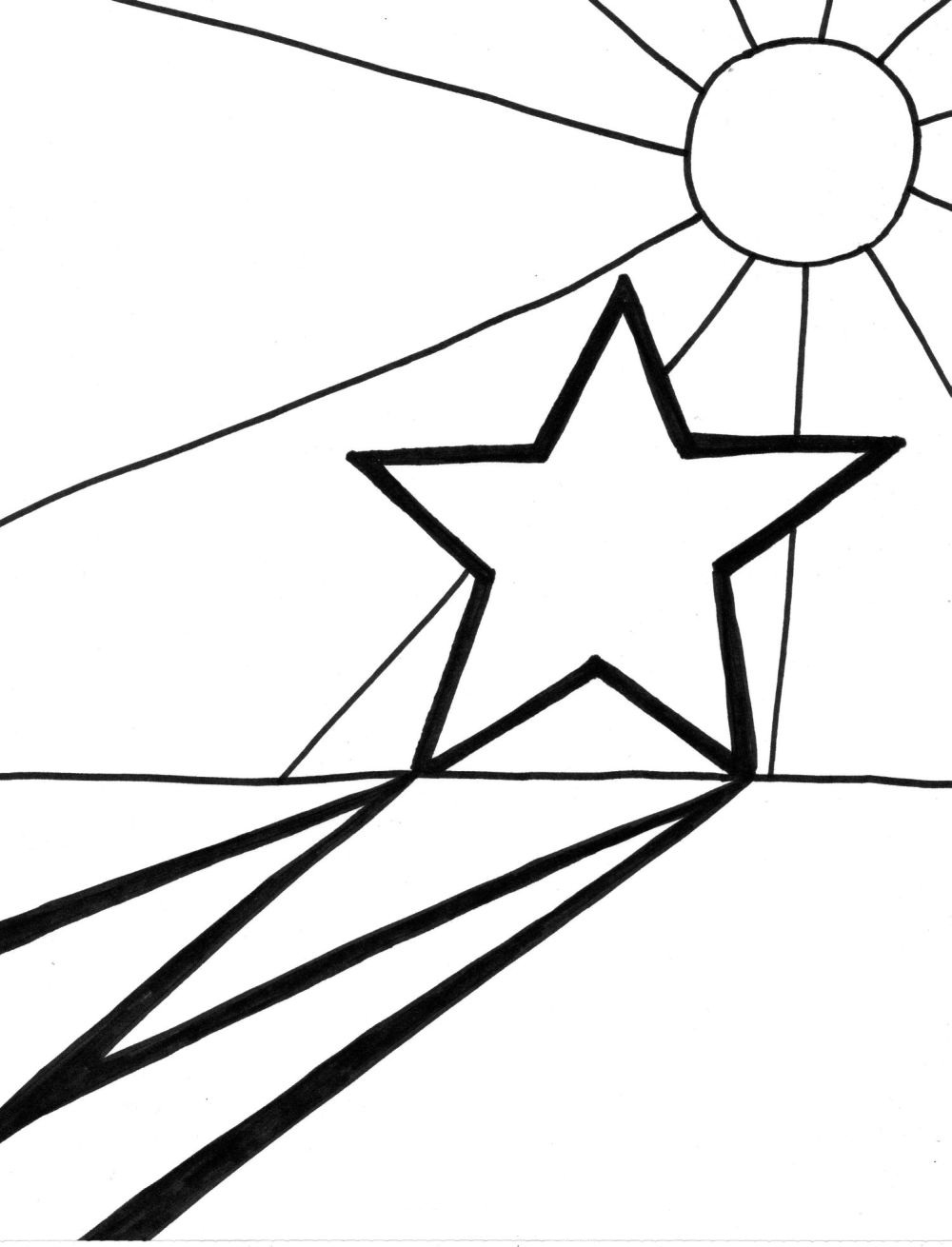 Coloriage d'une étoile avec des motifs variés et un fond simple