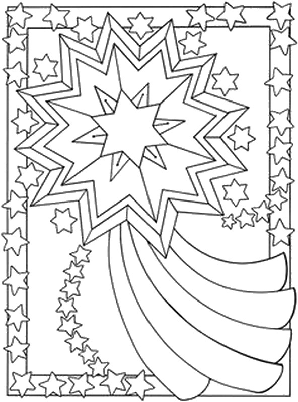 Coloriage d'une étoile avec des motifs géométriques