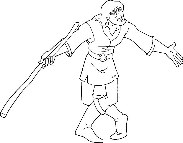 Coloriage d'Excalibur, l'épée magique dans un décor héroïque