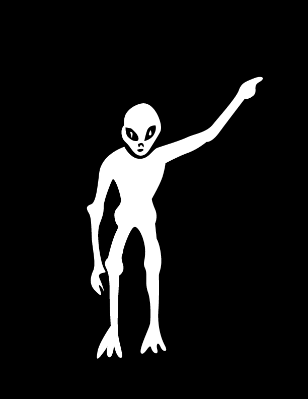 Coloriage d'un extraterrestre souriant dans son vaisseau spatial
