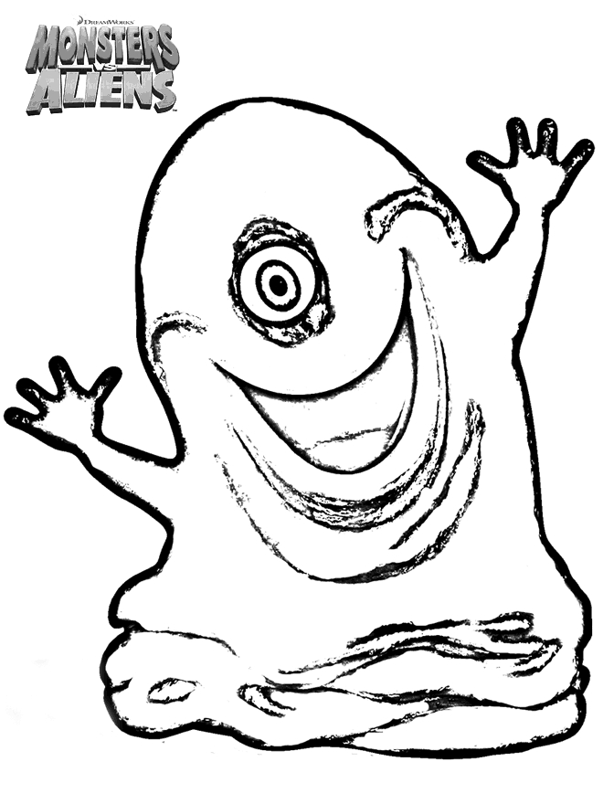 Un extraterrestre souriant sur fond de planète colorée