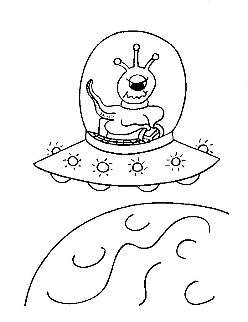 Un extraterrestre souriant explorant un paysage cosmique
