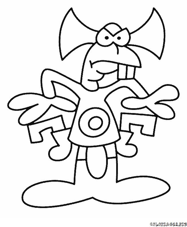 Coloriage d'un extraterrestre souriant sur une planète inconnue