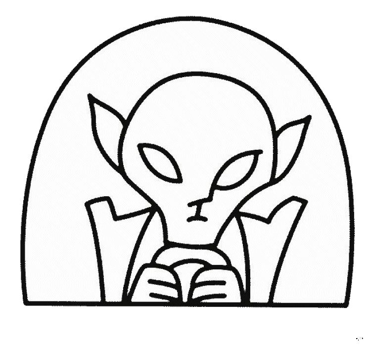 Un extraterrestre souriant sur un fond d'étoiles