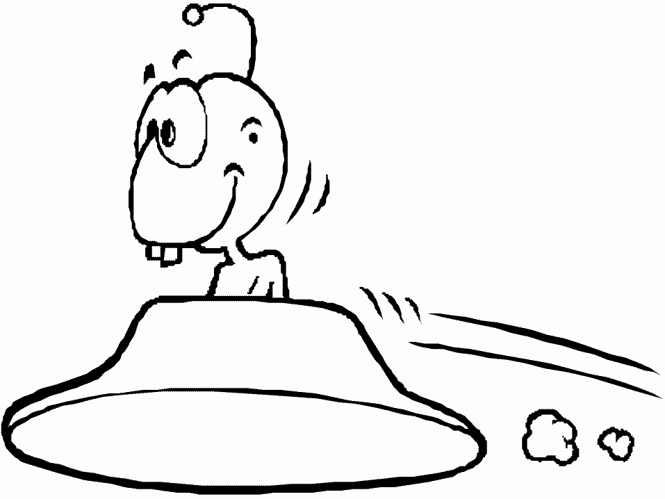 Coloriage d'un extraterrestre souriant dans un décor cosmique