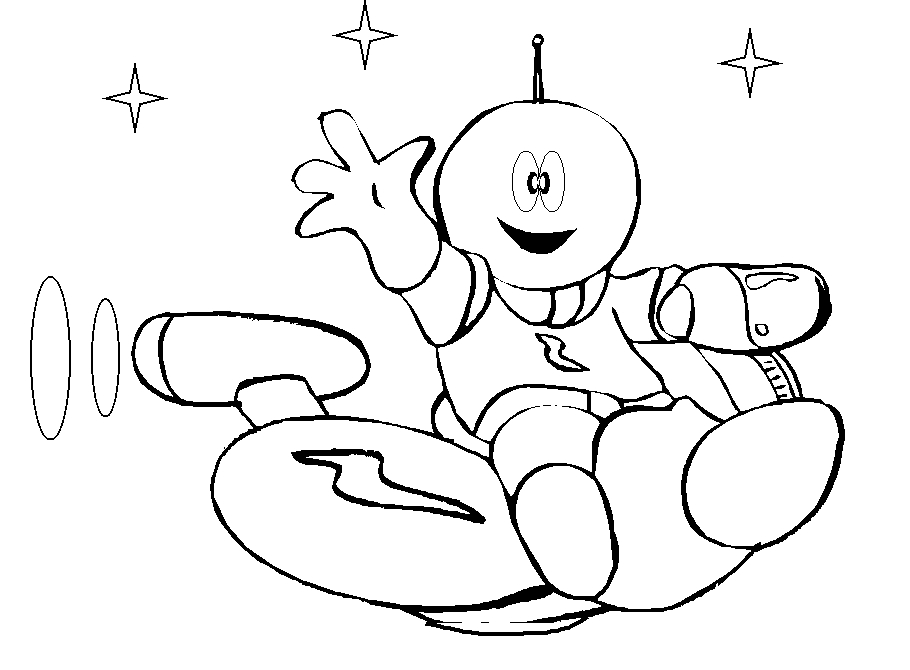 Un extraterrestre amusant dans un décor spatial
