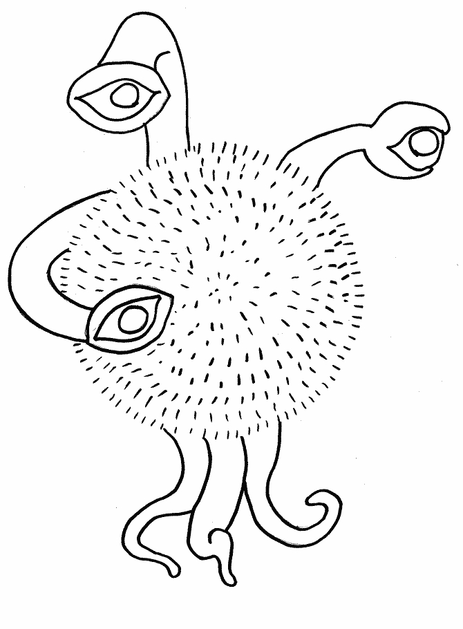 Coloriage d'un extraterrestre souriant dans un paysage spatial