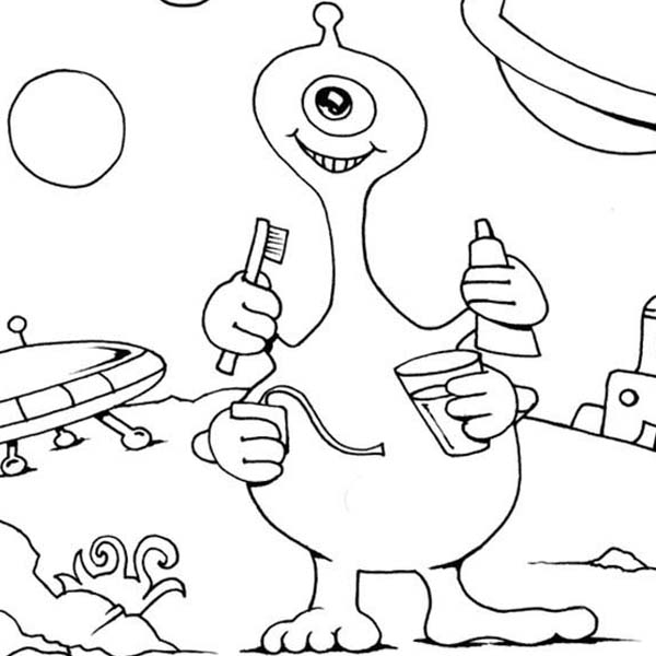 Extraterrestre souriant dans un paysage étoilé
