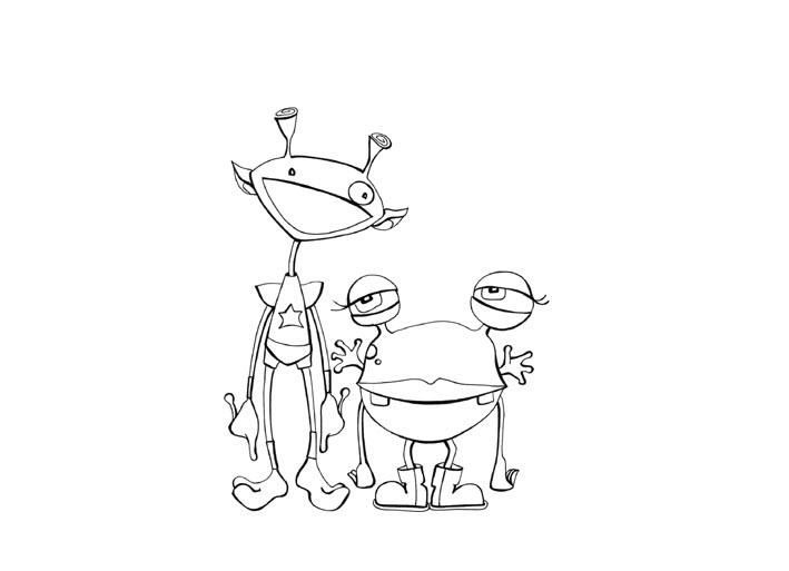 Coloriage d'un extraterrestre dans un décor spatial