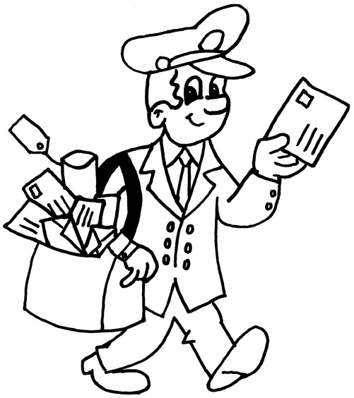 Un facteur souriant distribuant le courrier dans un quartier animé