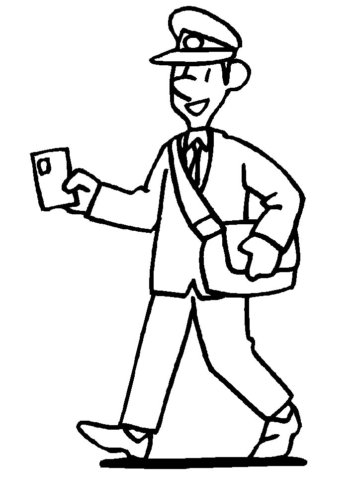 Un facteur souriant livrant du courrier dans un paysage urbain