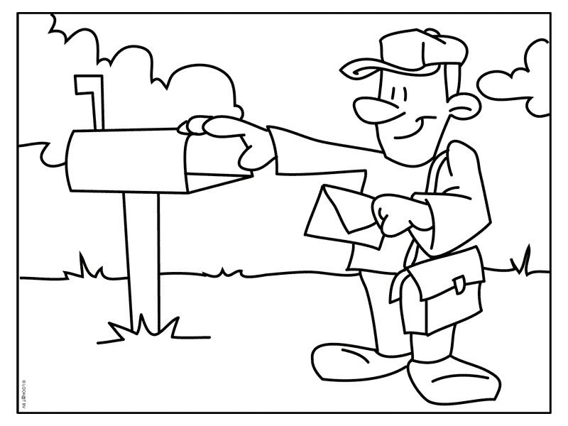 Un facteur souriant livrant du courrier dans un paysage urbain
