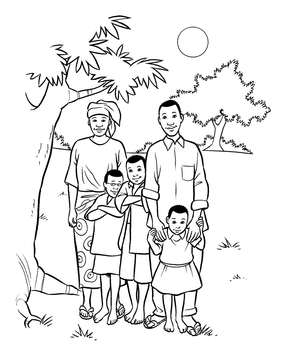 Une famille réunie autour d'une activité de coloriage dans un parc