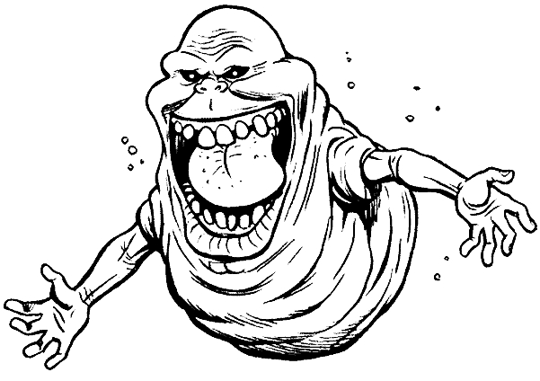 Coloriage d'un fantôme souriant dans un décor de nuit