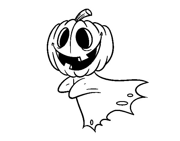 Coloriage d'un fantôme joyeux flottant dans un décor de nuit