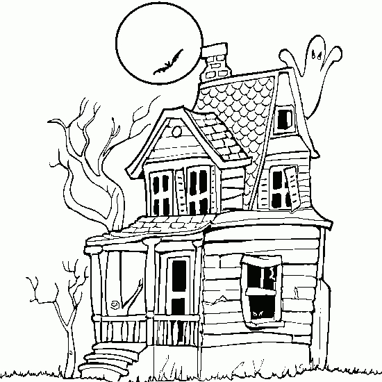 Coloriage d’un fantôme souriant flottant dans une ambiance nocturne