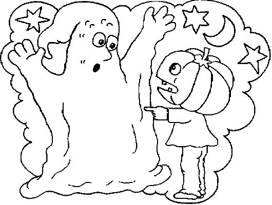 Coloriage d'un fantôme amical flottant dans la nuit